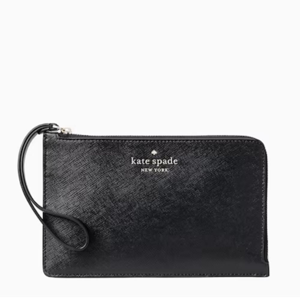 NWT ♠️ Kate Spade ♠️ Black Staci Medium L Zip Wristlet